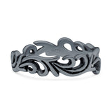 Vines Oxidized Band Solid 925 Sterling Silver Thumb Ring (5mm)