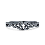 Celtic Oxidized Band Solid 925 Sterling Silver Thumb Ring (5mm)