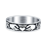 Claddagh Celtic Oxidized Band 925 Sterling Silver Thumb Ring (5mm)