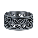 Weave Celtic Oxidized Band Solid 925 Sterling Silver Thumb Ring (10mm)