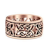 Weave Celtic Oxidized Band Solid 925 Sterling Silver Thumb Ring (10mm)
