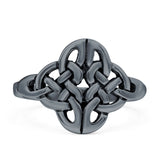 Celtic Ring Oxidized Band Solid 925 Sterling Silver Thumb Ring (14mm)