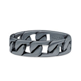 Chain Link Oxidized Band Solid 925 Sterling Silver Thumb Ring (4mm)