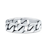 Chain Link Oxidized Band Solid 925 Sterling Silver Thumb Ring (4mm)