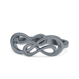 Double Infinity Oxidized Band Solid 925 Sterling Silver Thumb Ring (7mm)