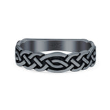 Celtic Oxidized Band Solid 925 Sterling Silver Thumb Ring (5mm)