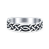 Celtic Oxidized Band Solid 925 Sterling Silver Thumb Ring (5mm)