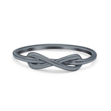 Infinity Oxidized Band Solid 925 Sterling Silver Thumb Ring (4mm)