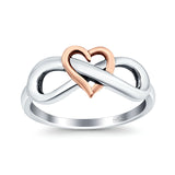 Heart Infinity Ring Oxidized Band 925 Sterling Silver Thumb Ring (8mm)