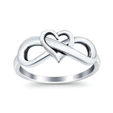 Heart Infinity Ring Oxidized Band 925 Sterling Silver Thumb Ring (8mm)