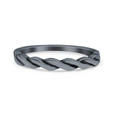 Braid Oxidized Band Solid 925 Sterling Silver Thumb Ring (2mm)