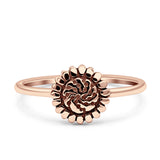 Sunflower Ring Band Band 925 Sterling Silver Oxidized Plain Ring  9mm