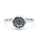 Sunflower Ring Band Band 925 Sterling Silver Oxidized Plain Ring  9mm