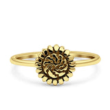 Sunflower Ring Band Band 925 Sterling Silver Oxidized Plain Ring  9mm