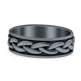 Braid Ring Oxidized Band Solid 925 Sterling Silver Thumb Ring (5mm)