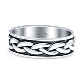 Braid Ring Oxidized Band Solid 925 Sterling Silver Thumb Ring (5mm)