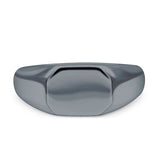 Classical Simple Signet Plain Band High Polished Solid 925 Sterling Silver Mens Ring (8mm)