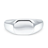 Classical Simple Signet Plain Band High Polished Solid 925 Sterling Silver Mens Ring (8mm)