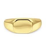 Classical Simple Signet Plain Band High Polished Solid 925 Sterling Silver Mens Ring (8mm)