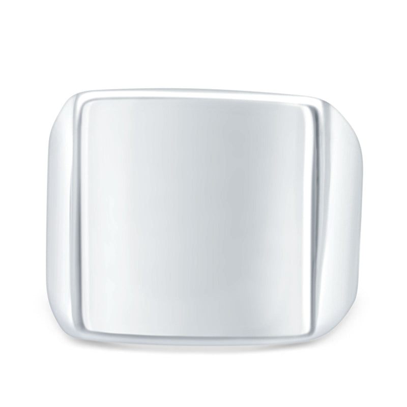 Signet Classical Simple Plain Band High Polished Solid 925 Sterling Silver Mens Ring (16mm)