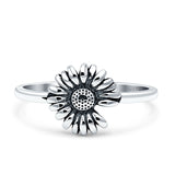 Loves Sunflower Oxidized Trendy Band Solid 925 Sterling Silver Thumb Ring (9.5mm)