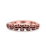 Skulls Ring Oxidized Band Solid 925 Sterling Silver Thumb Ring (5mm)