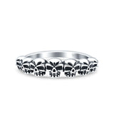 Skulls Ring Oxidized Band Solid 925 Sterling Silver Thumb Ring (5mm)
