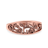 Vines Ring Oxidized Band Solid 925 Sterling Silver Thumb Ring (8mm)