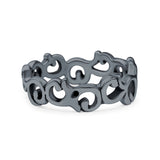 Vines Ring Oxidized Band Solid 925 Sterling Silver Thumb Ring (6mm)