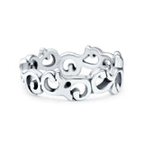 Vines Ring Oxidized Band Solid 925 Sterling Silver Thumb Ring (6mm)