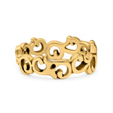 Vines Ring Oxidized Band Solid 925 Sterling Silver Thumb Ring (6mm)