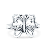 Butterfly Ring Oxidized Band Solid 925 Sterling Silver Thumb Ring (13mm)