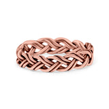 Cross Braid Ring Oxidized Band Solid 925 Sterling Silver Thumb Ring (4mm)