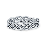 Cross Braid Ring Oxidized Band Solid 925 Sterling Silver Thumb Ring (4mm)