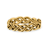 Cross Braid Ring Oxidized Band Solid 925 Sterling Silver Thumb Ring (4mm)