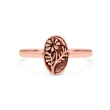 Flowers Ring Oxidized Band Solid 925 Sterling Silver Thumb Ring (9.5mm)
