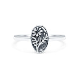Flowers Ring Oxidized Band Solid 925 Sterling Silver Thumb Ring (9.5mm)