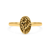 Flowers Ring Oxidized Band Solid 925 Sterling Silver Thumb Ring (9.5mm)