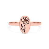Flower Ring Oxidized Band Solid 925 Sterling Silver Thumb Ring (9.5mm)