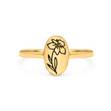 Flower Ring Oxidized Band Solid 925 Sterling Silver Thumb Ring (9.5mm)