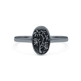 Flower Ring Oxidized Band Solid 925 Sterling Silver Thumb Ring (9.5mm)