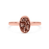 Flower Ring Oxidized Band Solid 925 Sterling Silver Thumb Ring (9.5mm)