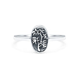 Flower Ring Oxidized Band Solid 925 Sterling Silver Thumb Ring (9.5mm)