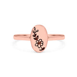 Flower Ring Oxidized Band Solid 925 Sterling Silver Thumb Ring (9.5mm)