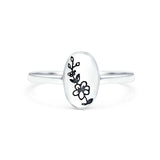 Flower Ring Oxidized Band Solid 925 Sterling Silver Thumb Ring (9.5mm)
