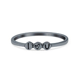 I Love You Ring Oxidized Band Solid 925 Sterling Silver Thumb Ring (2.5mm)