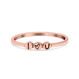 I Love You Ring Oxidized Band Solid 925 Sterling Silver Thumb Ring (2.5mm)