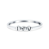 I Love You Ring Oxidized Band Solid 925 Sterling Silver Thumb Ring (2.5mm)
