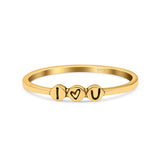 I Love You Ring Oxidized Band Solid 925 Sterling Silver Thumb Ring (2.5mm)