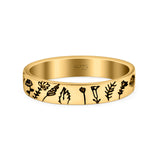 Flowers Ring Oxidized Band Solid 925 Sterling Silver Thumb Ring (4mm)